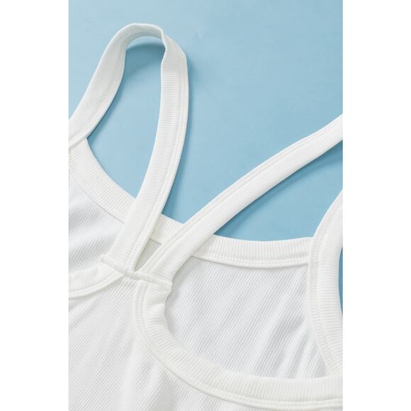 White Athletic Ribbed Cropped Cami Top New M, L, XL - Picture 8 of 14